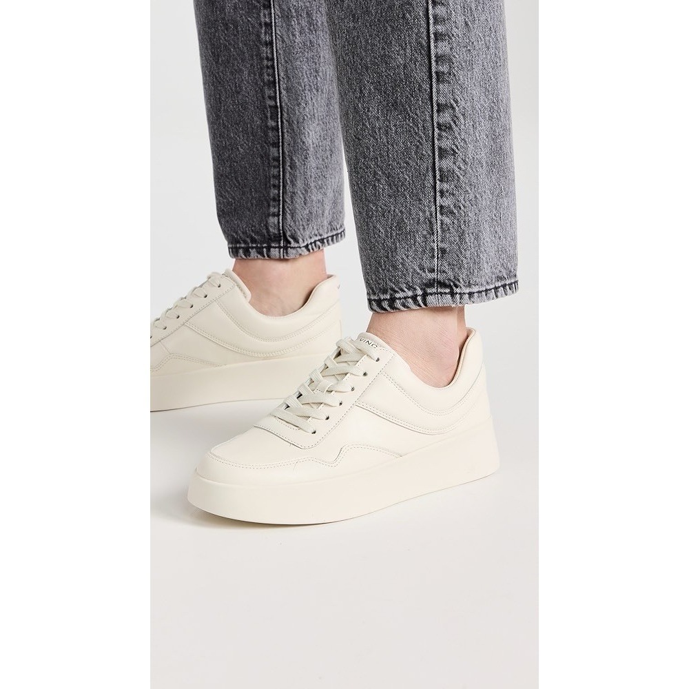 Vince Warren Court Women's Platform Sneakers Shoes White Leather Lace Up US 9